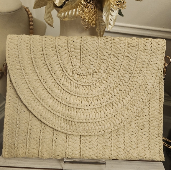 Handbags - Woven Straw Clutch Bag, Flap MagnetVersatile Handbag, Solid Color Weaving.